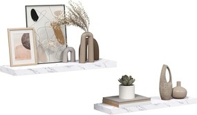 VidaXL Ράφι Τοίχου 2 τμχ. Λευκό Μάρμαρο 90 x 23,5 x 3,8 cm