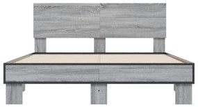 vidaXL Πλαίσιο Κρεβατιού Γκρι Sonoma 120 x 190εκ. Επεξ. Ξύλο &amp; Μέταλλο