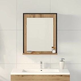 vidaXL Καθρέφτης Μπάνιου με ράφι artisan δρυς 50 x 12 x 60 εκ