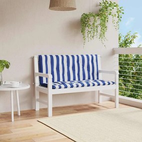 vidaXL Μαξιλάρια Πάγκου 2 τεμ. Μπλε &amp; Λευκό Ριγέ 120x50x7εκ Υφασμάτινα