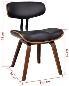 Καρέκλες Τραπεζαρίας 2 τεμ. Λυγισμένο Ξύλο / Συνθετικό Δέρμα - Μαύρο