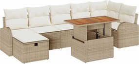 vidaXL Σετ Καναπέ Κήπου 8 pcs Μπεζ συνθετικό ρατάν