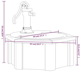 Σιντριβάνι με Αντλία 57 x 57 x 53 εκ. από Μασίφ Ξύλο Ελάτης - Καφέ