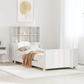 vidaXL Κρεβάτι Βιβλιοθήκη Χωρίς Στρώμα Λευκό 90x200 εκ Μασίφ Πεύκο