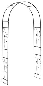 vidaXL Κήπος Αψίδα Floral Μαύρο 115 x 37 x 231 εκ.