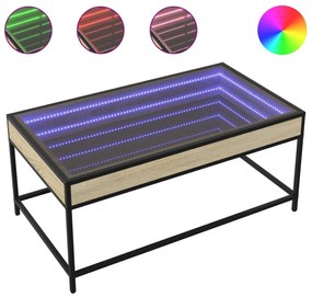 Τραπεζάκι Σαλονιού Άπειρο Φως LED Sonoma Δρυς 90x50x41 εκ. - Καφέ