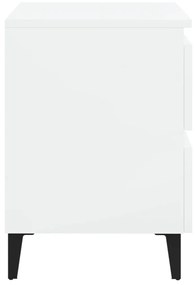 Κομοδίνα 2 τεμ. Γυαλιστερό Λευκό 40x35x50 εκ. από Μοριοσανίδα - Λευκό