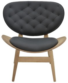 Πολυθρόνα relax Udalle μασίφ ξύλο καρυδί-PU μάυρο 77x70x82εκ 77x70x82 εκ.