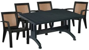 Σετ Κήπου Τραπεζαρία HM10579.05 5 τεμ Κυπαρισσί Πολυπροπυλενίου με Τραπέζι 140x80x73.5 εκ. &amp; 4 Καρέκλες