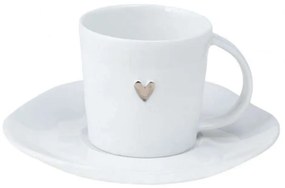 Φλυτζάνι Καφέ Με Πιατάκι Heart LBTRD0014342 6x5cm White-Silver Raeder Πορσελάνη