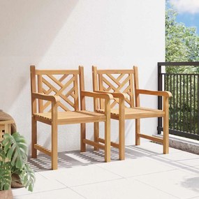 vidaXL Καρέκλες Κήπου 2 pcs Καφέ 58 x 60 x 90 εκ Μασίφ ξύλο teak