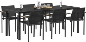 vidaXL Σετ Εξωτερικών Επίπλων 7 pcs Μαύρο και Ανθρακί Textilene