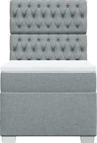 vidaXL Κρεβάτι Boxspring με Στρώμα Ανοιχτό Γκρι 90x200 εκ. Υφασμάτινο