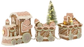 Χριστουγεννιάτικη Παράσταση Τρένο Gingerbread Με Led Φως Μπαταρίας 86350 18x7,5x15,5cm Multi