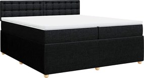 vidaXL Κρεβάτι Boxspring με Στρώμα Μαύρο 200x200 εκ. Υφασμάτινο