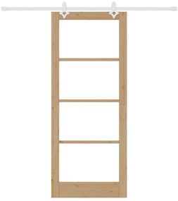 vidaXL Συρόμενη Πόρτα Καφέ 86 x 211 cm Ξύλο και μέταλλο
