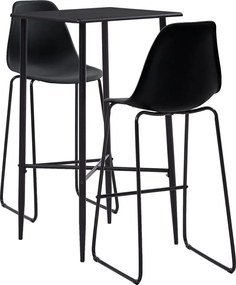 vidaXL Σετ Επίπλων Μπαρ 3 Τεμαχίων Μαύρο Πλαστικό
