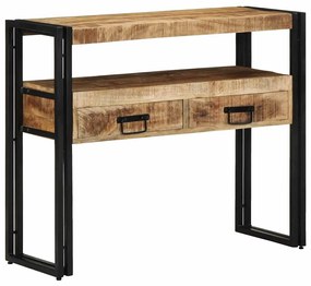 vidaXL Τραπέζια Τέλους Μαύρο 90x33x75 εκ Μασίφ Ξύλο Μάνγκο και Μέταλλο