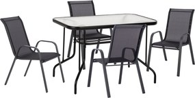 ΣΕΤ ΤΡΑΠΕΖΑΡΙΑΣ 5ΤΜΧ ADAM HM10897.03 ΤΡΑΠΕΖΙ 110x60εκ & 4 ΠΟΛΥΘΡΟΝΕΣ--ΜΑΥΡΟ