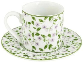 Φλυτζάνια Καφέ Με Πιατάκια Floral (Σετ 6Τμχ) PR232450010 90ml White-Green Oriana Ferelli® Πορσελάνη