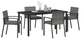 vidaXL Σέτ φαγητού για κήπο 5 pcs Γκρι Πολυ ράταν