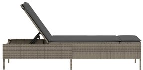 vidaXL Ξαπλώστρα με Μαξιλάρι Γκρι από Συνθετικό Ρατάν