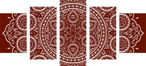 Εικόνα 5 τμημάτων ethnic Mandala σε μπορντώ σχέδιο - 100x50