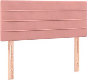 vidaXL Κρεβάτι Boxspring με Στρώμα &amp; LED Ροζ 90x200 εκ. Βελούδινο