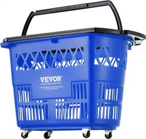 VEVOR Plastic Rolling Shopping Trolley Basket On Wheels 6PCS 39L with Handle