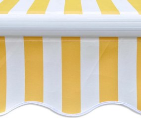 VidaXL Ηλεκτρική Αυλή 4 x 3 m Κίτρινο και λευκό ριγέ 100% Πολυεστέρας