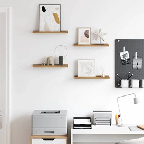 vidaXL Ράφι Τοίχου με ράφι 4 pcs Καφέ 40 x 9 x 3 cm Επεξεργασμένο ξύλο