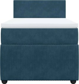 vidaXL Κρεβάτι Boxspring με Στρώμα Μπλε 90x200 εκ. Βελούδινο