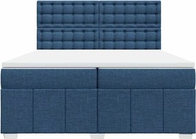 vidaXL Κρεβάτι Boxspring με Στρώμα Μπλε 200x200 εκ. Υφασμάτινο
