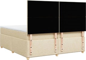 vidaXL Κρεβάτι Boxspring με Στρώμα Κρεμ 200x200 εκ. Υφασμάτινο