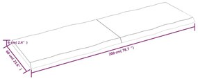 Επιφ Τραπεζιού Αν Καφέ 200x60x(2-6)εκ.Ακατέργ. Μασίφ Ξύλο Δρυός - Καφέ