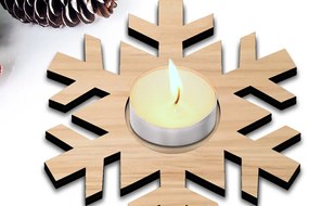 Intra απο ξύλο plywood 3mm-4mm πάχος - Κηροπήγιο Χριστουγεννιάτικου Χειμερινού Χιονονιφάδας Δίασταση 15x15 cm INTRAFABR-106948064