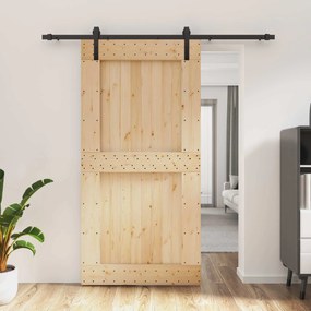 vidaXL Συρόμενη Πόρτα Φυσικό και Μαύρο 100 x 210 cm