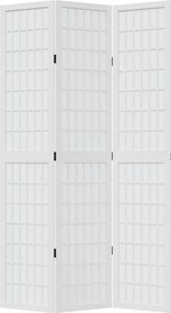 vidaXL Διαχωριστικό Χώρου με 3 Πάνελ Λευκό από Μασίφ Ξύλο Παυλώνιας