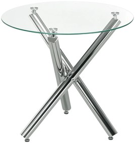 HOMCOM τραπέζι τραπεζαρίας, στρογγυλή επιφάνεια από σκληρό γυαλί, χωρίς πλαίσιο, για 2-4 άτομα, ατσάλινα πόδια, 80 x 80 x 74 cm