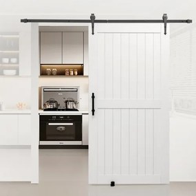 VEVOR Sliding Barn Door with Hardware Kit 1067 x 2134mm MDF Panel PVC Surface