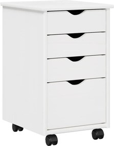 vidaXL Κινητό Ντουλάπι με τροχούς Λευκός 34 x 39 x 56 εκ Στερεό πεύκο