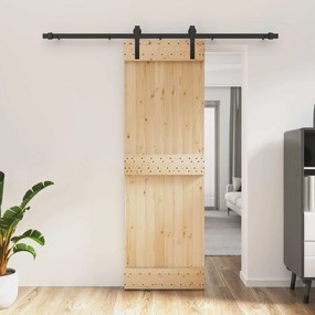 vidaXL Συρόμενη Πόρτα Φυσικό και Μαύρο 70 x 210 cm