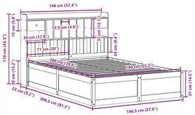 Σκελετός Κρεβατιού Χωρίς Στρώμα Καφέ 140x200 Μασίφ Ξύλο Πεύκου - Καφέ