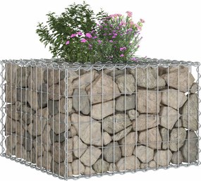 vidaXL Ανασηκωμένο κρεβάτι gabion Ασημί