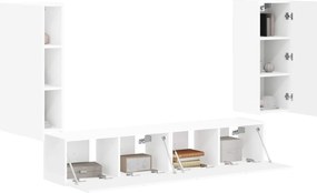 vidaXL Σετ τοίχου για τηλεόραση 4 pcs Λευκό Επεξεργασμένο ξύλο