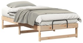 vidaXL Κρεβάτι με λαβές μεταφοράς Καφέ 90 x 200 εκ. Μασίφ ξύλο πεύκου