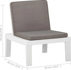 vidaXL Καρέκλα Κήπου Λευκή Πλαστική με Μαξιλάρι