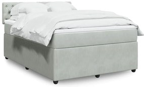 vidaXL Κρεβάτι Boxspring με Στρώμα Ανοιχτό Γκρι 160x200 εκ. Βελούδινο