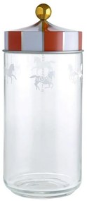 Βάζο Αποθήκευσης Circus MW30/150  1,5L  Γυάλινο Με Καπάκι White-Red  Alessi Metal, Glass