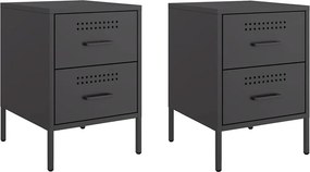 vidaXL Κομοδίνα 2 τεμ. Μαύρα 36x39x50,5 εκ. Χάλυβα